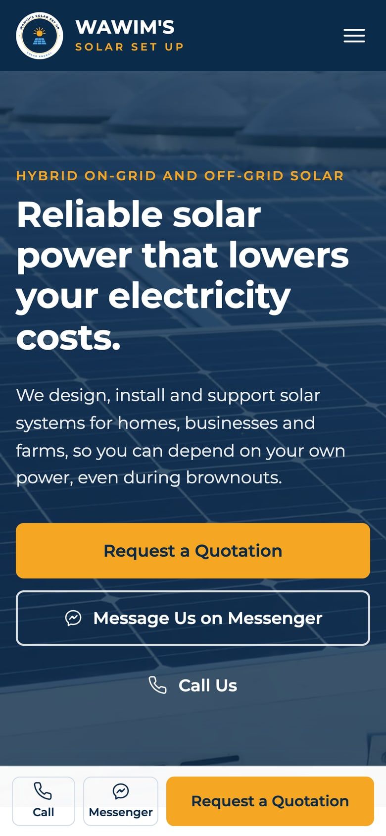 Wawim's Solar Set up on a phone